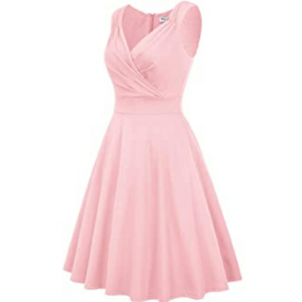 Women's 50s 60s Vintage Pink Cocktail Dress - Picture 3 of 3